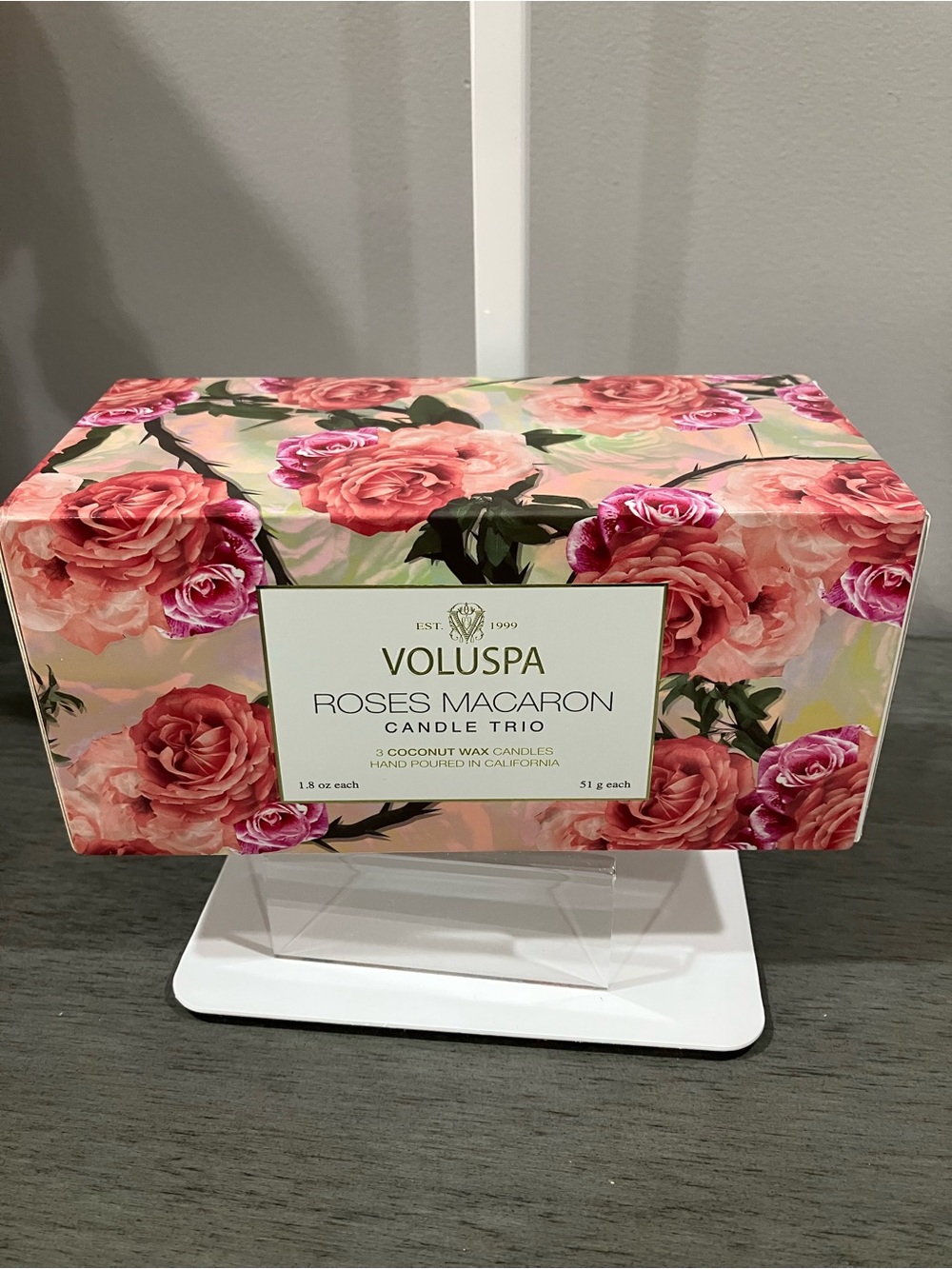 Voluspa Roses Macaron Candle Trio - Pink Floral Gift Set